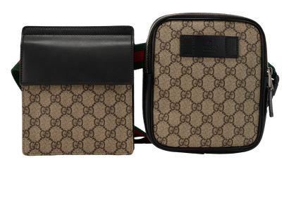 GG Double Belt Bag, &pound;375, Handbags, Beige/Black, Canvas/Leather, Front view